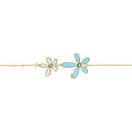 Bracelet en acier dor&eacute; deux fleurs en r&eacute;sine bleu - 16+3cm Artemare