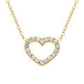 Colliers sur Artemare : Collier en acier dor&eacute; avec coeur entour&eacute; d'oxydes blancs - 42+5cm