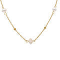 Collier en acier dor&eacute; avec perles de culture d'eau douce blanches - 38.5+5cm