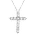 Colliers sur Artemare : Collier en acier cha&icirc;ne maille for&ccedil;at avec pendentif croix 33mm orn&eacute; d'oxydes blancs - 45+10cm