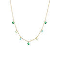 Collier en acier dor&eacute; avec pampilles d'oxydes verts - 38+5cm