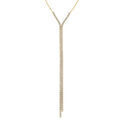 Collier en acier dor&eacute; cravate (14.8cm) 2 rangs d'oxydes blancs - 40+5cm