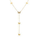 Colliers sur Artemare : Collier en acier dor&eacute; cravate (6cm) avec papillons - 40+5cm