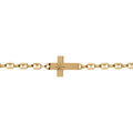 Bracelet en vermeil maille grain de caf&eacute; croix plate lisse diamant&eacute; etoile -19cm