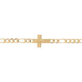 Bracelet en vermeil 1+3, 4mm de large croix plate lisse diamant&eacute; etoile - 18cm