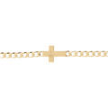 Bracelet en vermeil maille gourmette 4mm de large croix plate lisse diamant&eacute; etoile - 18cm
