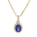 Collier en vermeil pendentif pierre centrale bleue avec contour d'oxydes blancs sertis - 42+3cm Artemare