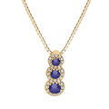 Collier en vermeil pendentif 3 pierres bleues en chute avec contour d'oxydes blancs sertis - 42+3cm Artemare