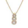 Collier en vermeil pendentif 3 pierres blanches en chute avec contour d'oxydes blancs sertis - 42+3cm