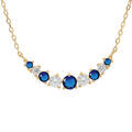 Collier en vermeil arrondi d'oxydes blancs et bleus sertis - 42+3cm