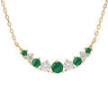 Collier en vermeil arrondi d'oxydes blancs et vert fonc&eacute; sertis - 42+3cm Artemare