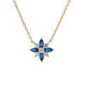 Collier en vermeil fleur d'oxydes blancs et bleus sertis - 42+3cm Artemare