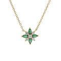 Collier en vermeil fleur d'oxydes blancs et vert sertis - 42+3cm Artemare