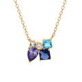Collier en vermeil 5 oxydes bleus et blanc sertis - 42+3cm