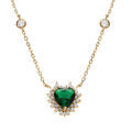 Collier en vermeil coeur d'oxyde vert et contour d'oxydes blancs sertis - 42+3cm Artemare
