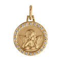Pendentifs sur Artemare : Pendentif en vermeil rond 15mm Ange avec contour d'oxydes blancs sertis