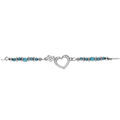 Bracelet en argent rhodi&eacute; coeur avec contour d'oxydes blancs sertis avec verre bleu - 16+3cm Artemare