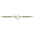 Bracelet en argent dor&eacute; coeur avec oxydes blancs sertis avec verre bleu - 16+3cm Artemare