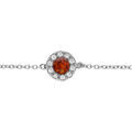 Bracelet en argent rhodi&eacute; ambre rond v&eacute;ritable entour&eacute; d'oxydesblancs - 16+3cm Artemare