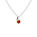 Collier argent rhodi&eacute; pendentif ambre v&eacute;ritable et oxydes blancs - 42+3cm