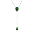 Colliers sur Artemare : Collier en argent rhodi&eacute; forme cravate avec gouttes d'oxyde vert et contour d' oxydes blancs - 39+5cm