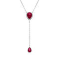 Colliers sur Artemare : Collier en argent rhodi&eacute; forme cravate avec gouttes d'oxyde rouge et contour d'oxydes blancs - 39+5cm