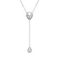 Collier en argent rhodi&eacute; forme cravate avec gouttes d'oxyde blancs et contour d'oxydes blancs - 39+5cm Artemare