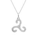Colliers sur Artemare : Collier en argent rhodi&eacute; pendentif triskel 14mm avec oxydes blancs - 40+5cm