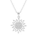 Colliers sur Artemare : Collier en argent rhodi&eacute; pendentif soleil 15mm oxydes blancs au centre - 40+5cm