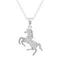 Collier en argent rhodi&eacute; pendentif cheval avec oxydes blancs - 40+5cm Artemare