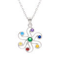 Colliers sur Artemare : Collier en argent rhodi&eacute; pendentif chakra 17mm 7 oxydes - 40+5cm