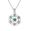 Collier en argent rhodi&eacute; pendentif chakra 15mm 7 oxydes - 40+5cm Artemare