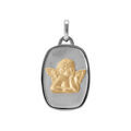 Pendentifs sur Artemare : Pendentif en argent rhodi&eacute; rectangle Ange en argent dor&eacute;