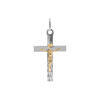 Pendentif en argent rhodi&eacute; et dor&eacute; J&eacute;sus Christ sur croix diamant&eacute; 34mm x 20mm