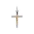 Pendentifs sur Artemare : Pendentif en argent rhodi&eacute; et dor&eacute; J&eacute;sus Christ sur croix diamant&eacute; 34mm x 20mm