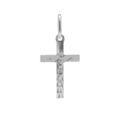 Pendentif argent rhodi&eacute; J&eacute;sus Christ sur croix diamant&eacute;