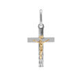 Pendentif en argent rhodi&eacute; et dor&eacute; J&eacute;sus Christ sur croix diamant&eacute;
