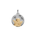 Pendentifs sur Artemare : Pendentif en argent platin&eacute; et argent dor&eacute; m&eacute;daille 15mm diamant&eacute; etoile avec Ange