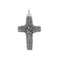 Pendentif en argent patin&eacute; brillant croix bon pasteur 45x30mm