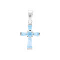 Pendentifs sur Artemare : Pendentif en argent croix 19mm x 13mm avec oxydes bleu ciel
