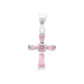 Pendentifs sur Artemare : Pendentif en argent croix 19mm x 13mm avvec oxydes roses