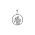 Pendentifs sur Artemare : Pendentif en argent platine rond 18mm Saint Christophe avec contour d'oxydes blancs sertis