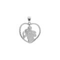 Pendentifs sur Artemare : Pendentif en argent platine coeur 20mm saint-Christophe avec contour diamant&eacute;