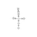Pendentif en argent rhodi&eacute; croix avec coeurs 22mm x 15mm oxydes blancs