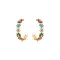 Boucles d'oreille sur Artemare : Cr&eacute;oles tige en acier dor&eacute; avec fleurs r&eacute;sine multi couleurs