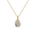 Colliers sur Artemare : Collier en acier dor&eacute; pendentif labradorite v&eacute;ritable avec croix - 40+6cm
