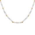 Collier avec agates blanches v&eacute;ritables et boules facet&eacute;es en acier dor&eacute; - 38+5cm Artemare
