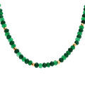 Collier de jade et d'agate verte v&eacute;ritable et boules en acier dor&eacute; - 38+5cm Artemare