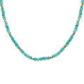 Collier de jade bleue v&eacute;ritable et de boules en acier dor&eacute; - 38+5cm Artemare