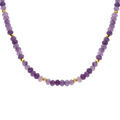 Colliers sur Artemare : Collier avec amethystes v&eacute;ritables et boules en acier dor&eacute; - 38+5cm